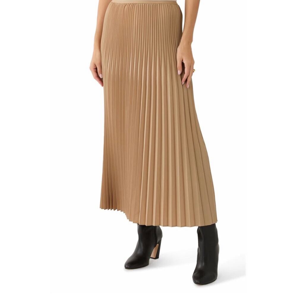 Eileen Fisher Beige Wool / Silk Pleated Skirt Size XXX